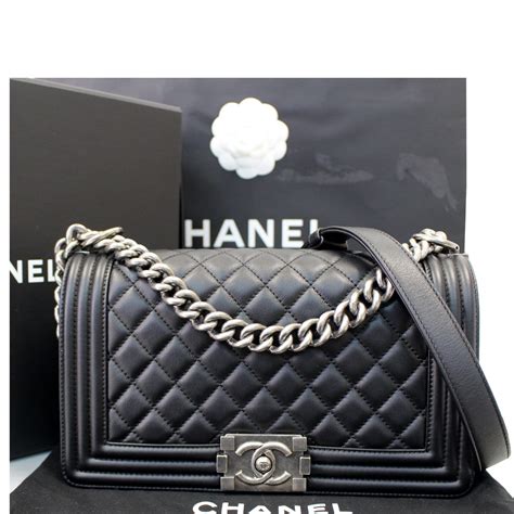 chanel boy bag signature all black|Chanel Boy Bag: Your Guide to Sizes, Styles, Prices .